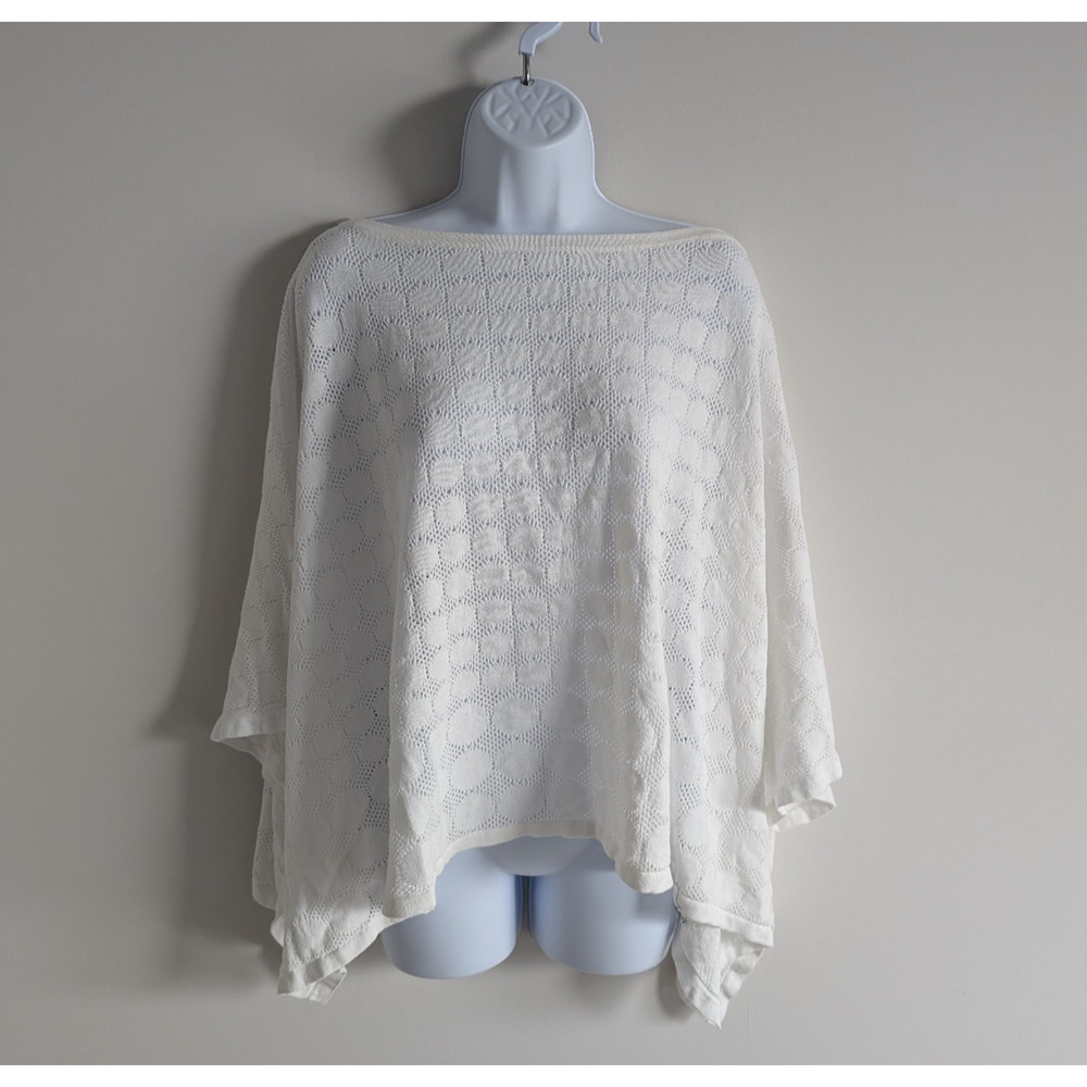 Chicos Poncho Top Womens Large XL Crochet Knit Coastal Cowgirl Y2K Boho Beach